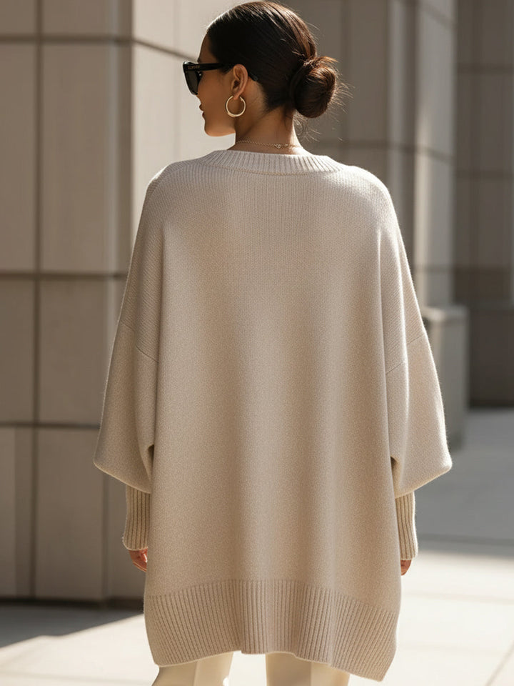 Saga | Oversized Asymmetric Poncho-Sleeve Knit Sweater