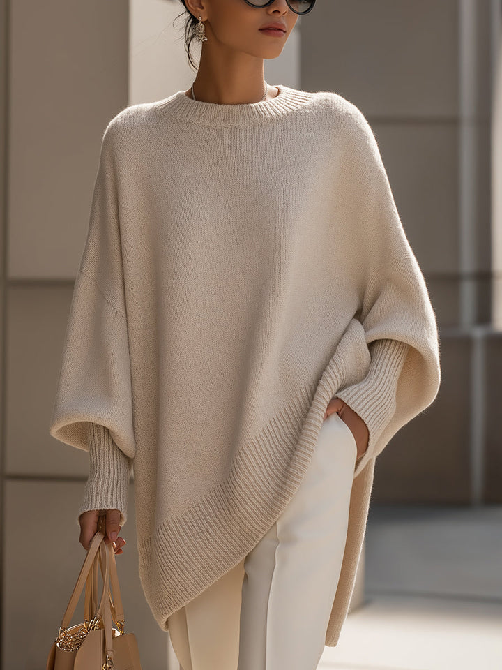 Saga | Oversized Asymmetric Poncho-Sleeve Knit Sweater