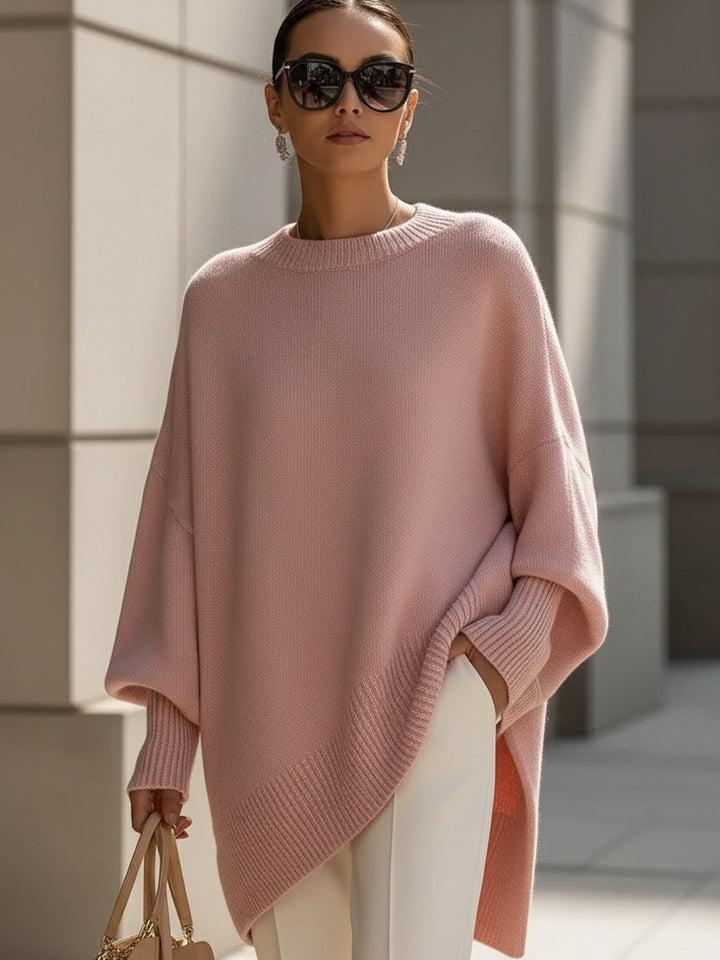 Saga | Oversized Asymmetric Poncho-Sleeve Knit Sweater