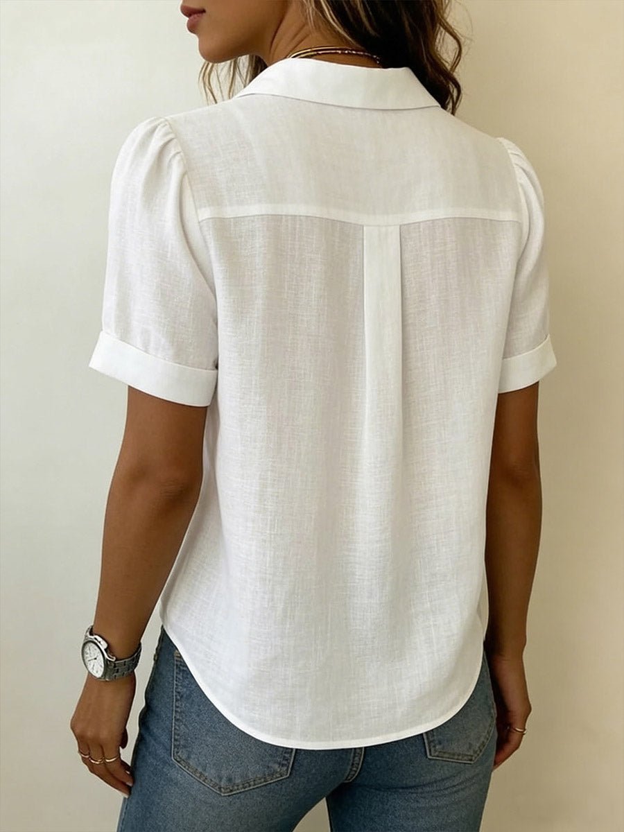 Margot | Women's Short Sleeve Shirt Pintuck Pleat