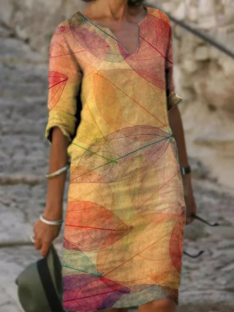 Aurore | V-Neck Botanical Print Midi Dress