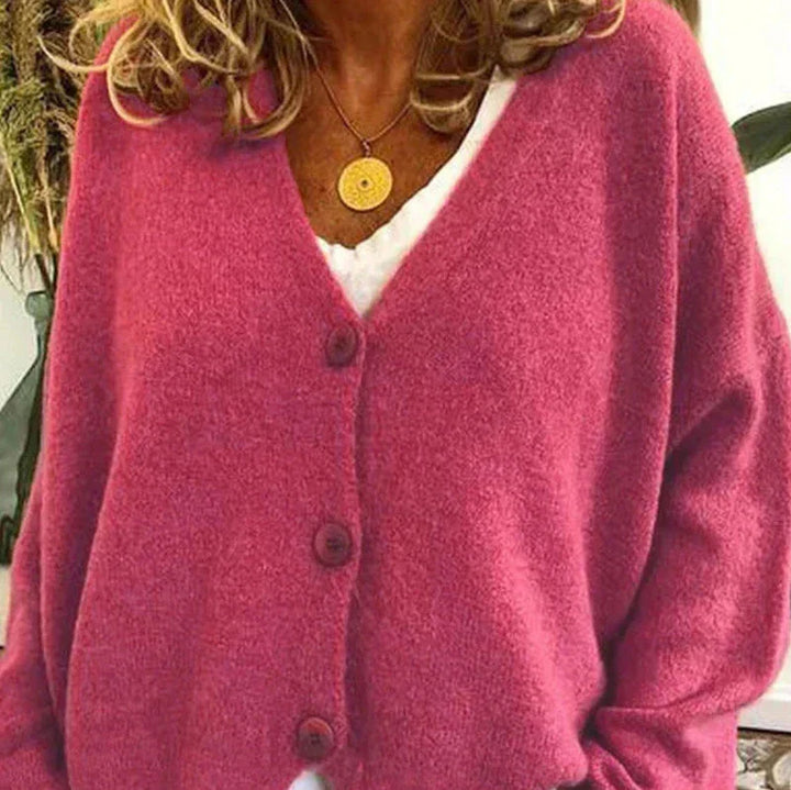 Greta | Oversized V-Neck Button-Front Soft-Knit Cardigan