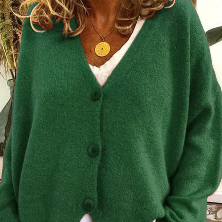 Greta | Oversized V-Neck Button-Front Soft-Knit Cardigan