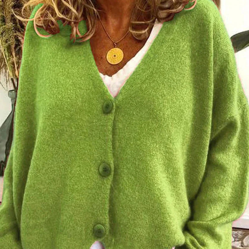 Greta | Oversized V-Neck Button-Front Soft-Knit Cardigan