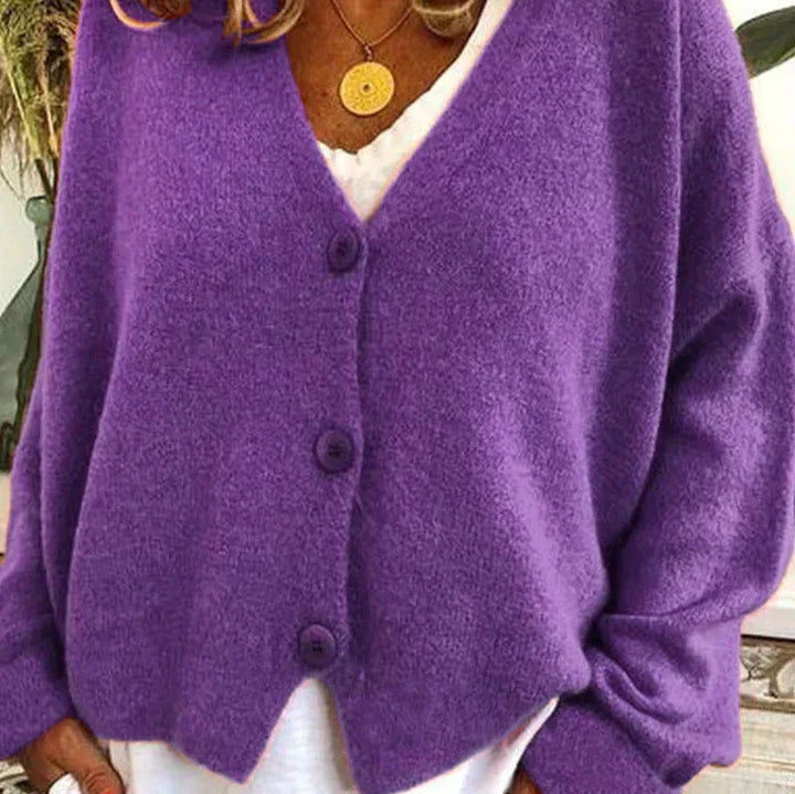 Greta | Oversized V-Neck Button-Front Soft-Knit Cardigan