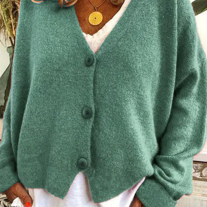 Greta | Oversized V-Neck Button-Front Soft-Knit Cardigan