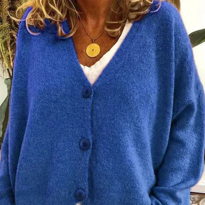 Greta | Oversized V-Neck Button-Front Soft-Knit Cardigan