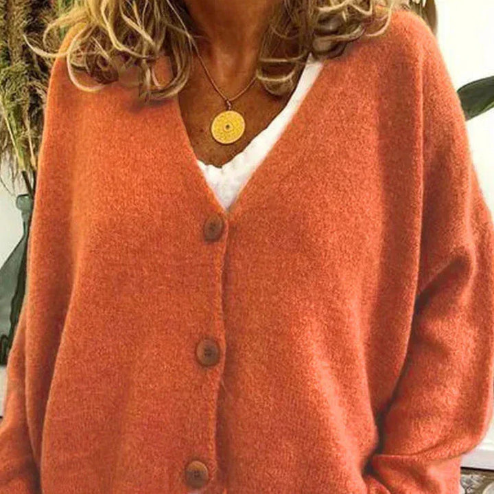 Greta | Oversized V-Neck Button-Front Soft-Knit Cardigan