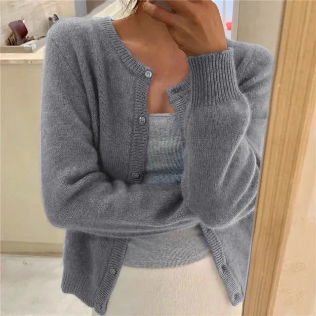Evie | Cropped Button-Front Soft-Knit Cardigan
