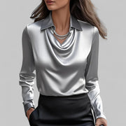 Genevra | Women's Cowl Neck Satin Blouse