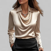 Genevra | Women's Cowl Neck Satin Blouse