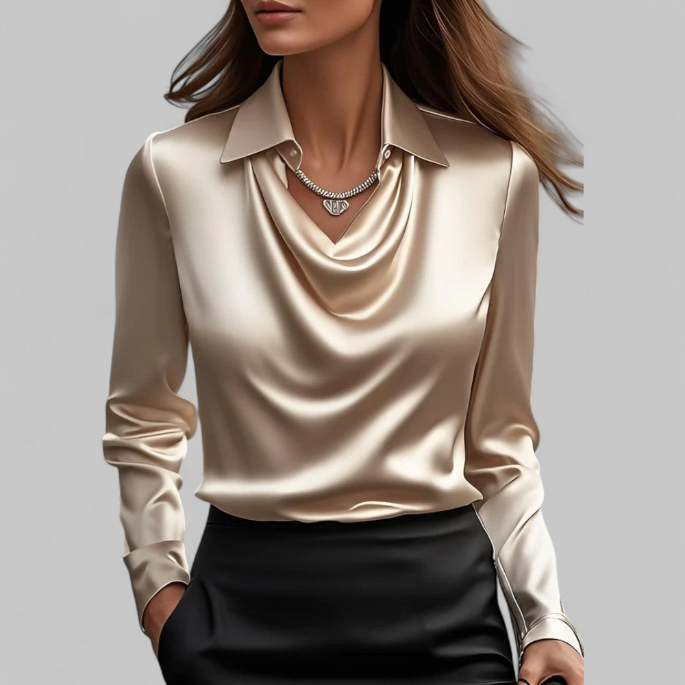 Genevra | Women's Cowl Neck Satin Blouse