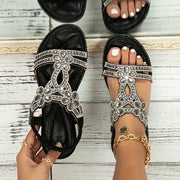Charlotte | Women's Rhinestone Flower Flat Sandals