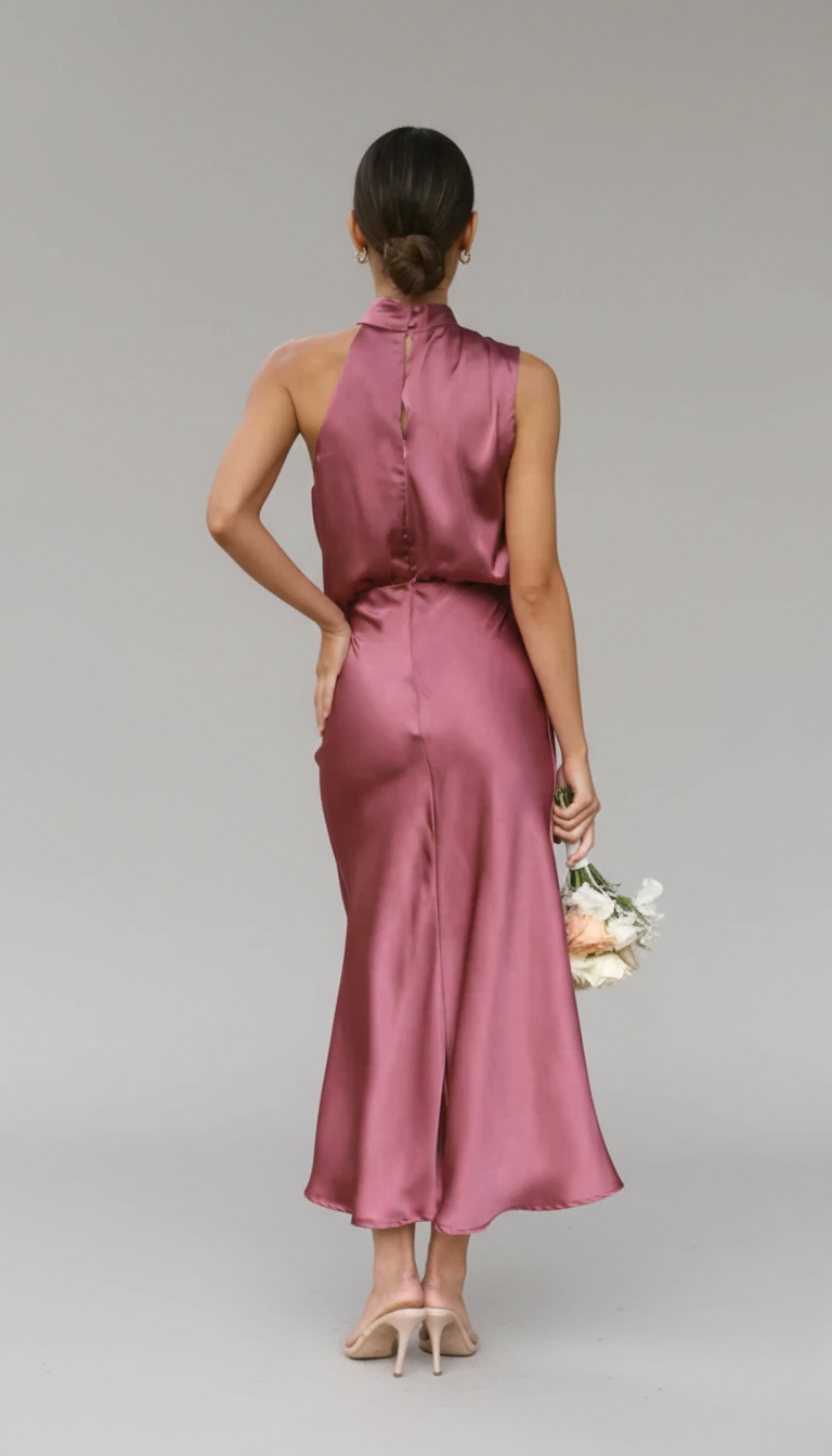 Genevieve | Women's Halter Neck Formal Midi Dress