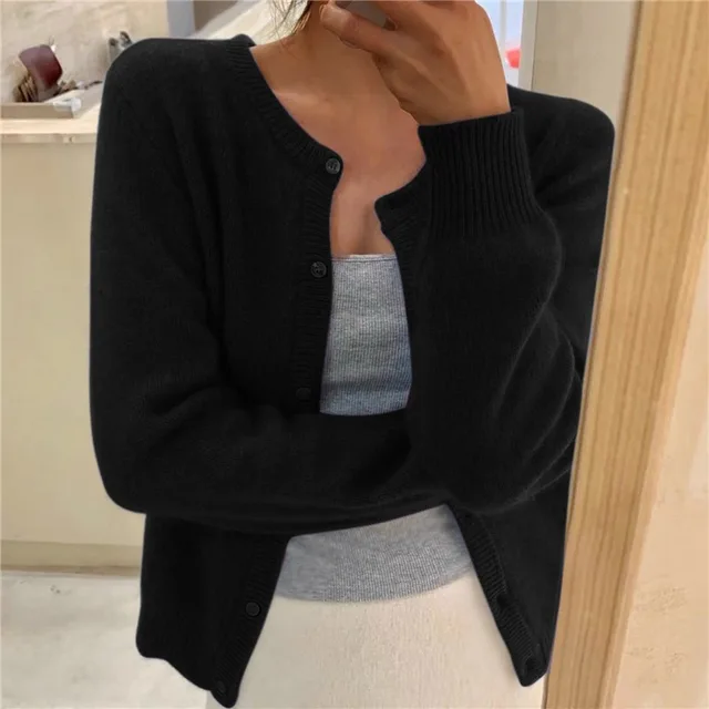 Evie | Cropped Button-Front Soft-Knit Cardigan