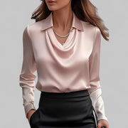 Genevra | Women's Cowl Neck Satin Blouse
