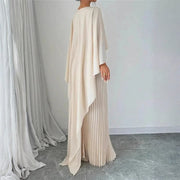 Denisa | Women's Cape Overlay Pleated Maxi Dress