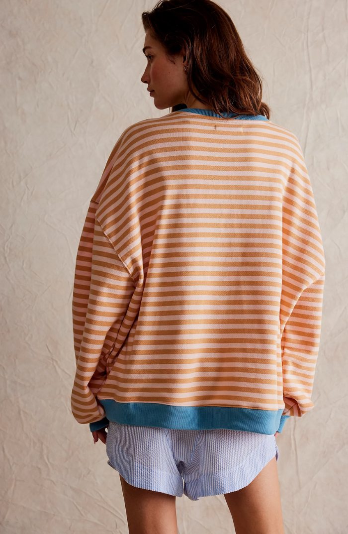 Pippa | Oversized Stripe Contrast-Trim Batwing Knit Sweater