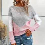 Solvi | Women's Crew Neck Mesh Crochet Jumper