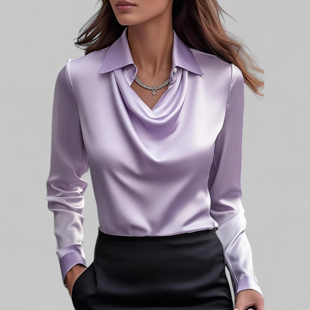 Genevra | Women's Cowl Neck Satin Blouse
