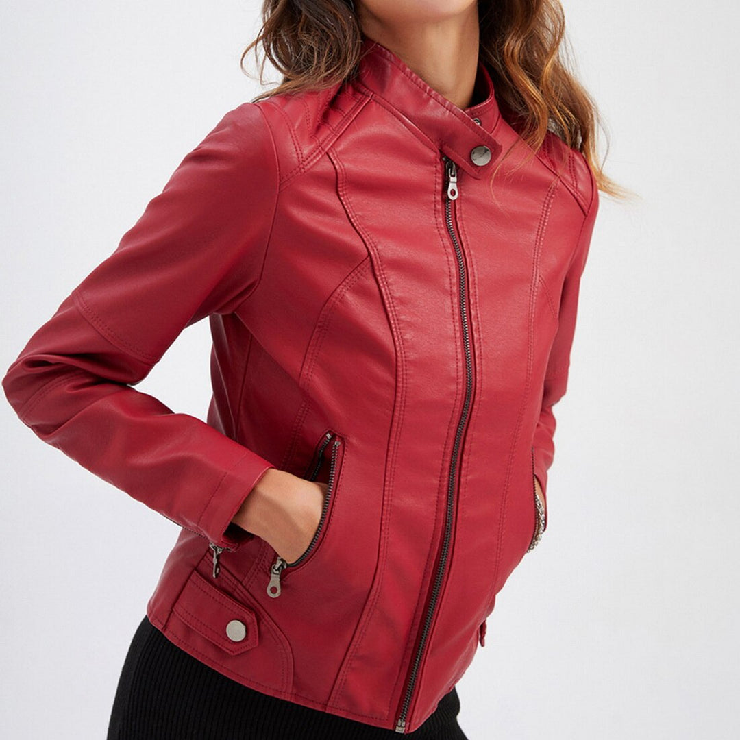 Jade | Cropped Faux Leather Moto Jacket