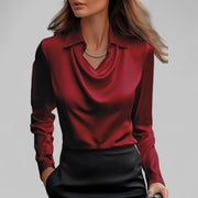 Genevra | Women's Cowl Neck Satin Blouse