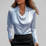Genevra | Women's Cowl Neck Satin Blouse