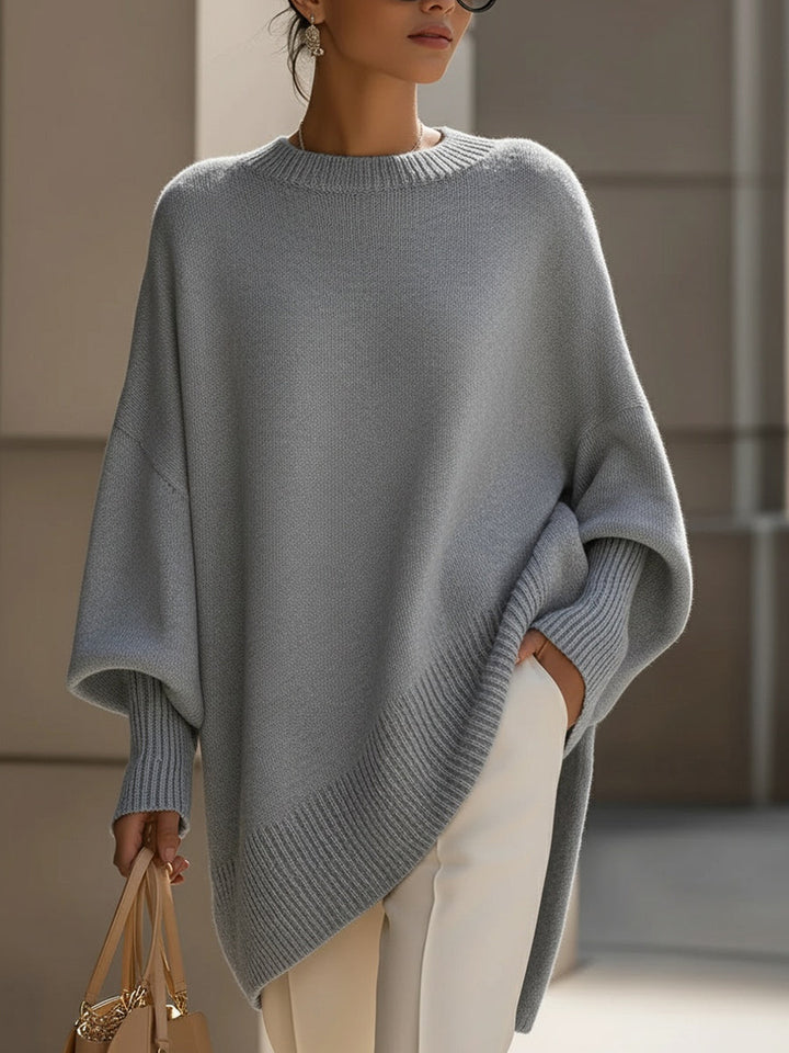 Saga | Oversized Asymmetric Poncho-Sleeve Knit Sweater
