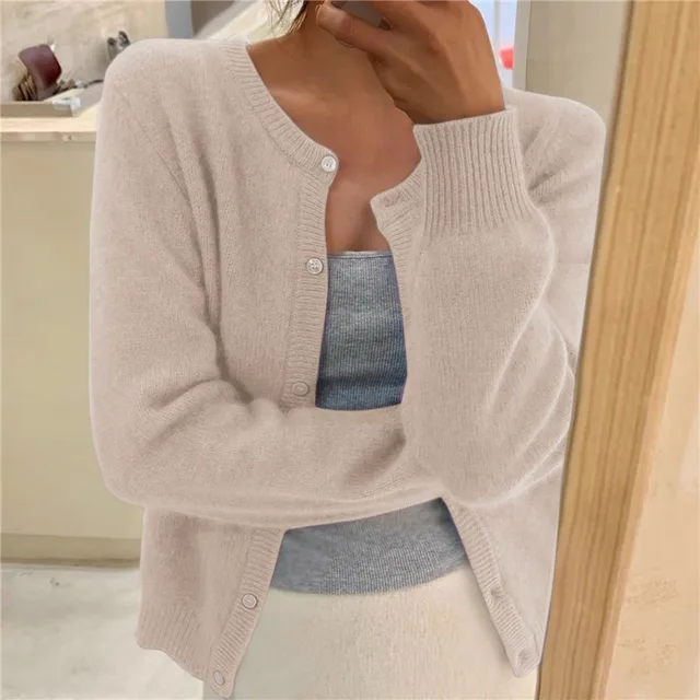 Evie | Cropped Button-Front Soft-Knit Cardigan