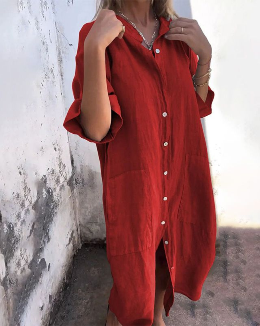 Emma | Women's Summer Shirt Midi Dress