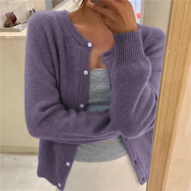 Evie | Cropped Button-Front Soft-Knit Cardigan