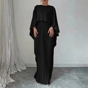 Denisa | Women's Cape Overlay Pleated Maxi Dress