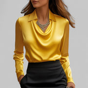 Genevra | Women's Cowl Neck Satin Blouse