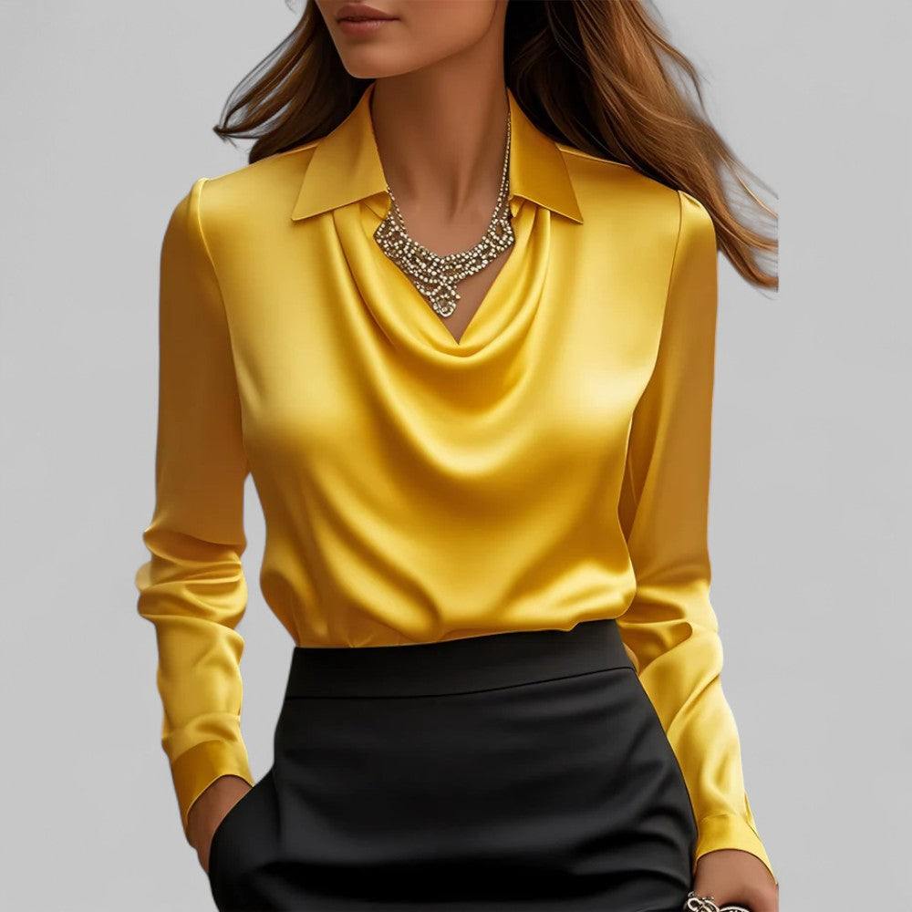 Genevra | Women's Cowl Neck Satin Blouse