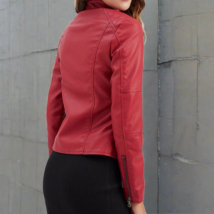 Jade | Cropped Faux Leather Moto Jacket