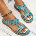 Charlotte | Women's Rhinestone Flower Flat Sandals