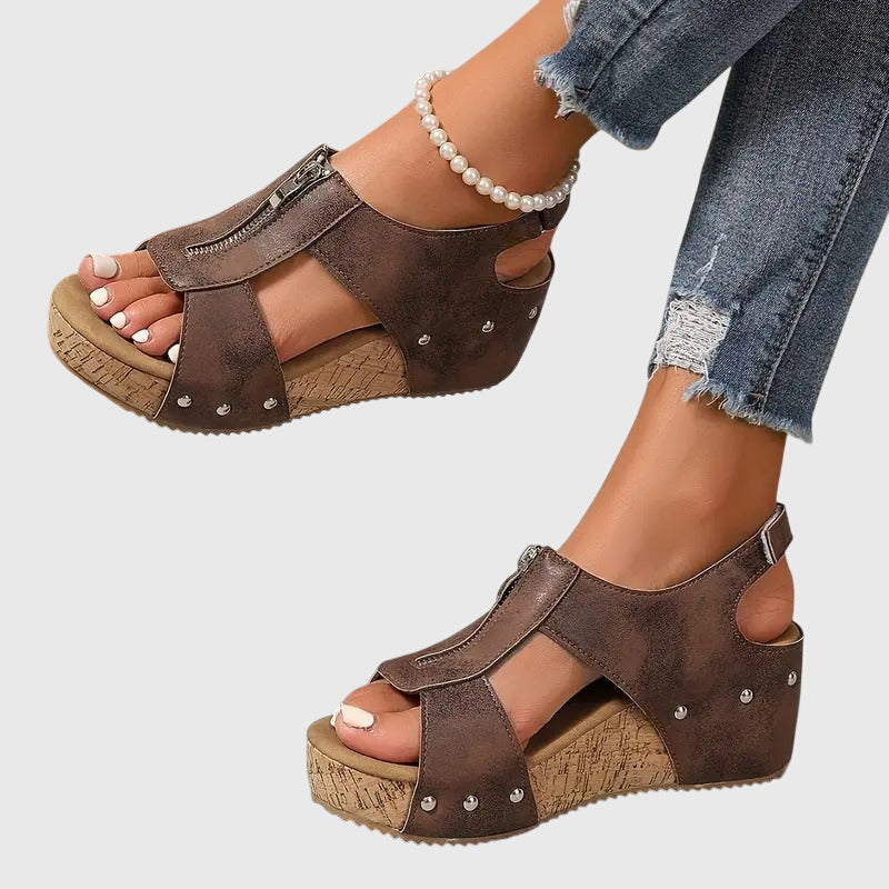 Linda | Women's Sandals Wedge With Zip