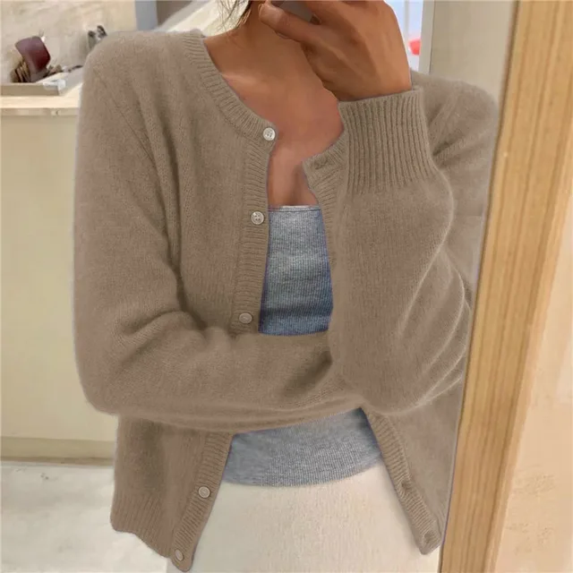 Evie | Cropped Button-Front Soft-Knit Cardigan