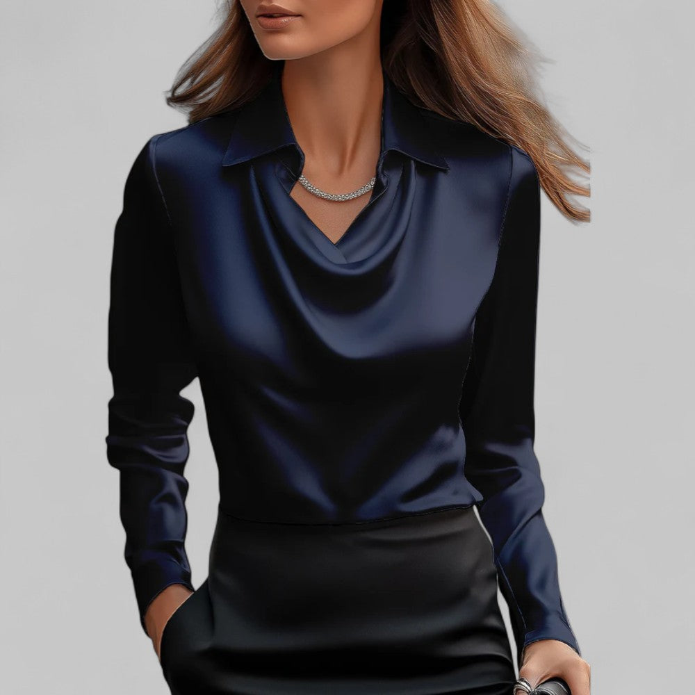 Genevra | Women's Cowl Neck Satin Blouse