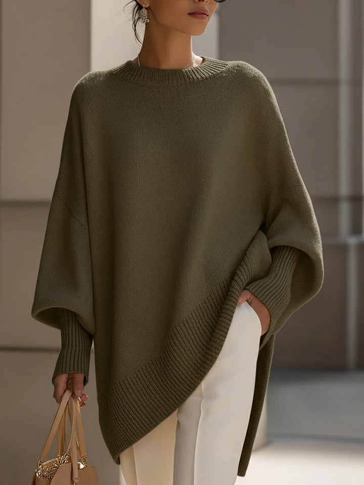 Saga | Oversized Asymmetric Poncho-Sleeve Knit Sweater