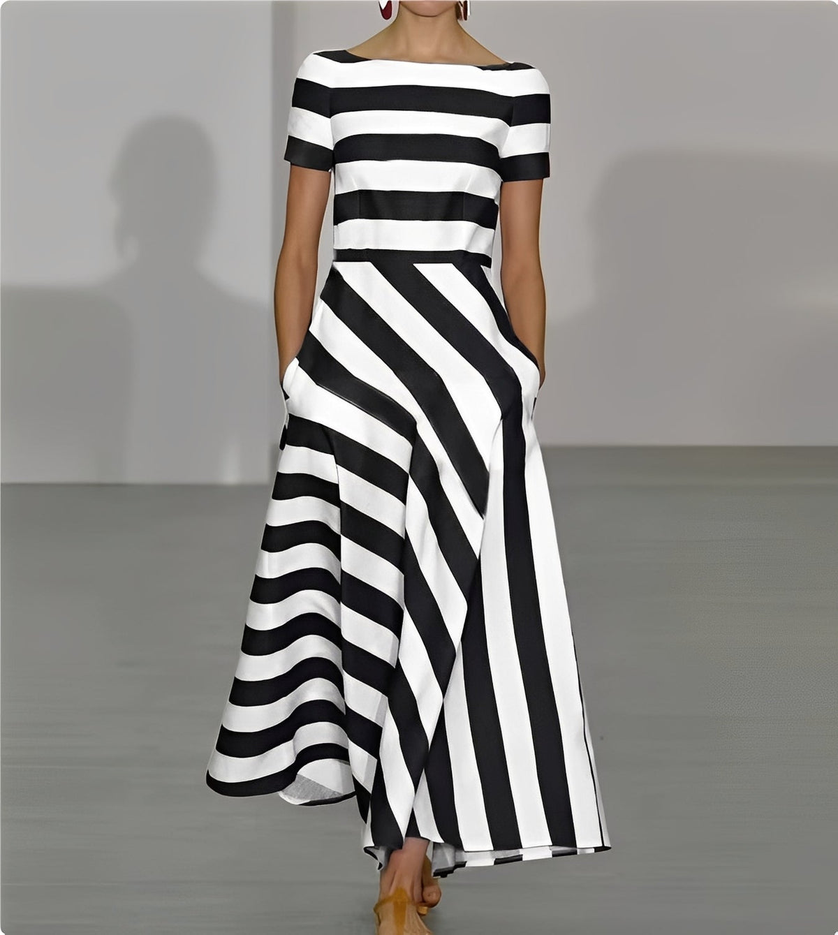 Rebecca | Women's Striped Formal Maxi Dress