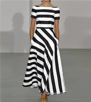 Rebecca | Women's Striped Formal Maxi Dress