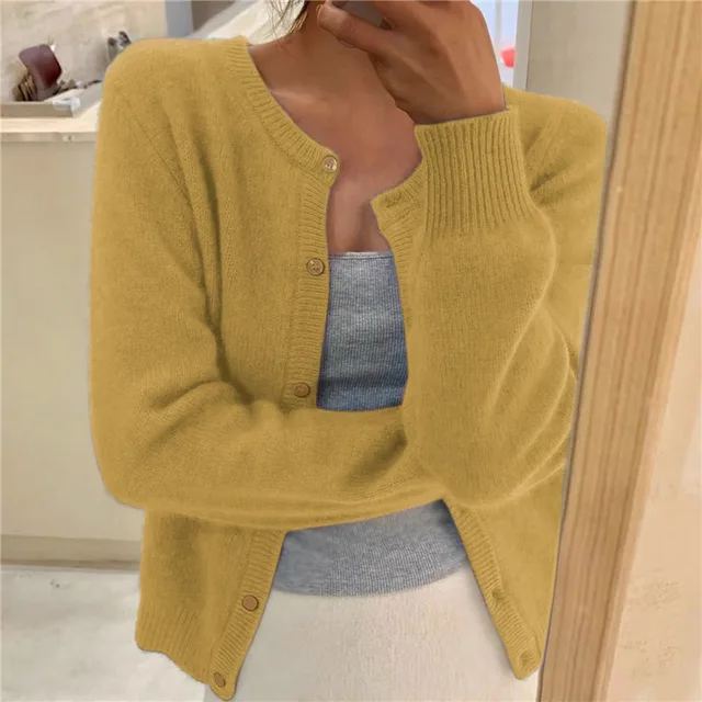 Evie | Cropped Button-Front Soft-Knit Cardigan