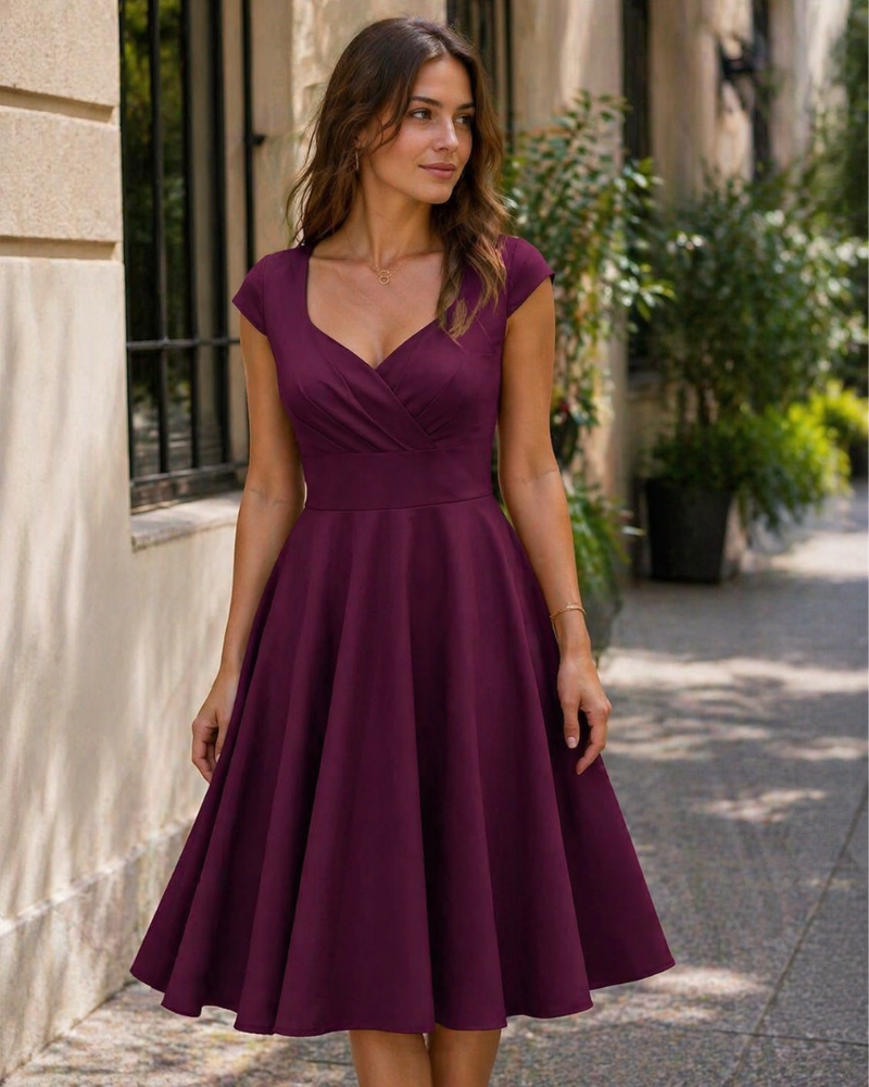 Grace | Sweetheart Cap-Sleeve Fit & Flare Dress