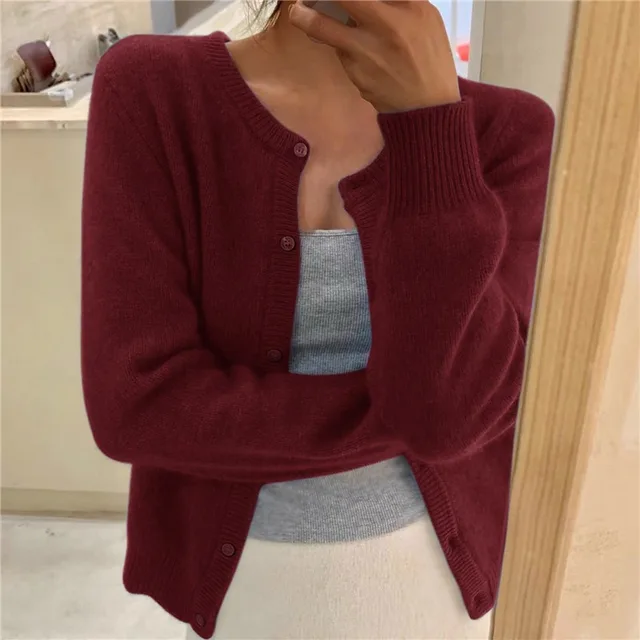 Evie | Cropped Button-Front Soft-Knit Cardigan