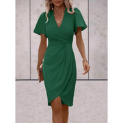 Sofie | Flutter-Sleeve Wrap Cocktail Midi Dress