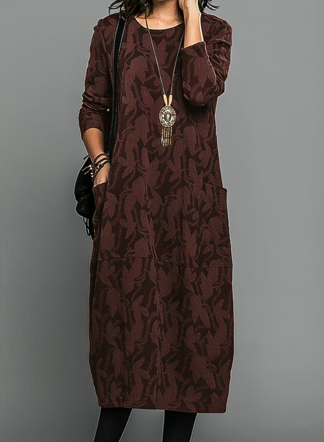 Grace | Women's Patterned Long Sleeve Midi Dress