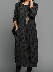 Grace | Women's Patterned Long Sleeve Midi Dress
