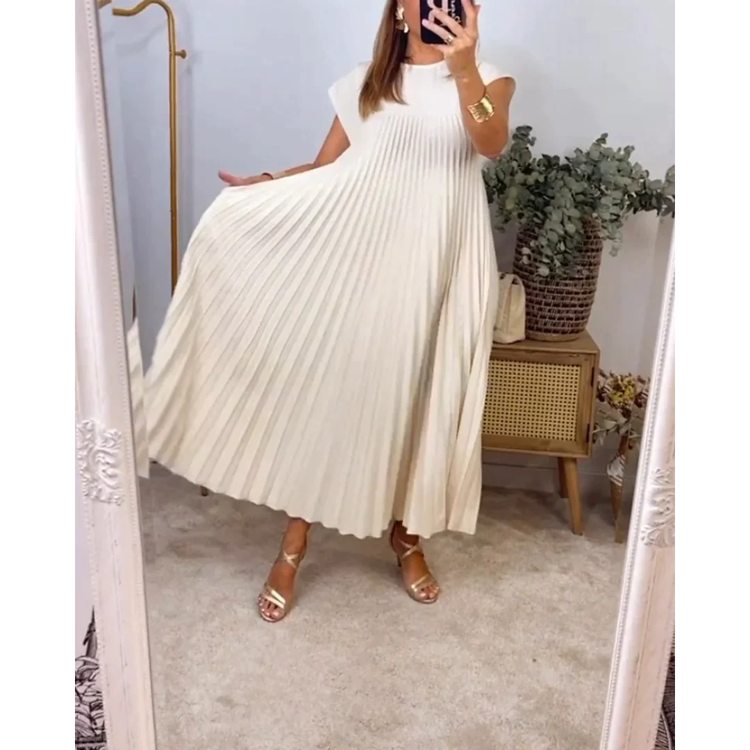 Ines | Pleated Sleeveless Summer Maxi Dress