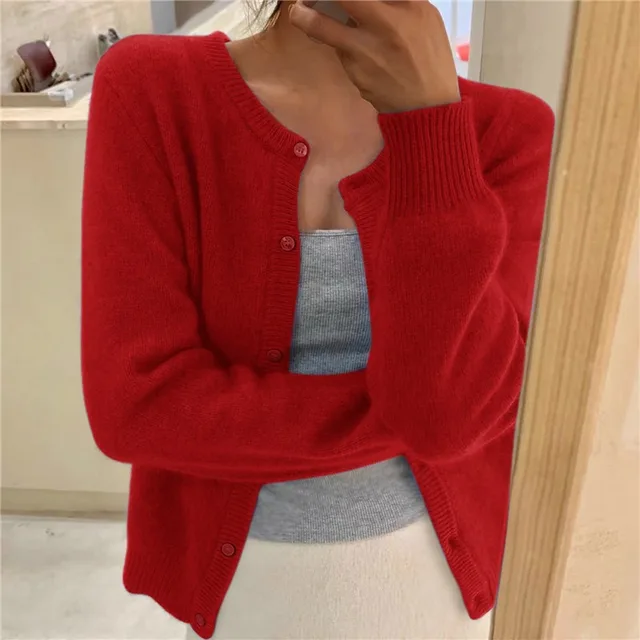 Evie | Cropped Button-Front Soft-Knit Cardigan